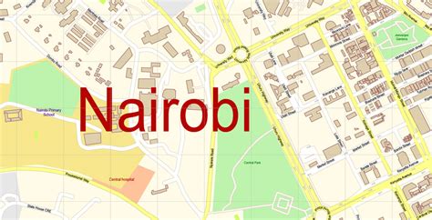 Nairobi Kenya Map Vector Exact City Plan Detailed Street