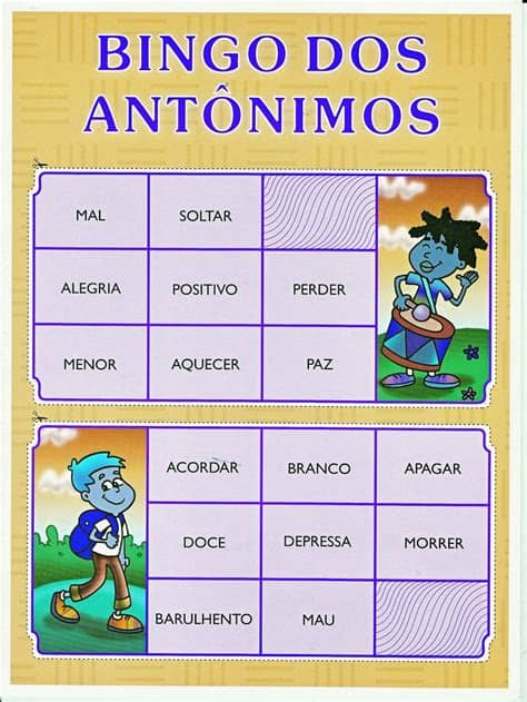 Sinonimi e contrari della lingua italiana. Ensino, Educação e Reflexão: Bingo dos Antônimos
