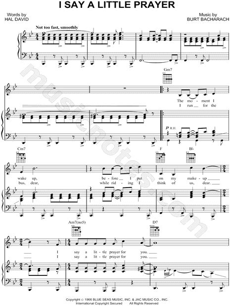 I say a little prayer le villi orquestra. Dionne Warwick "I Say a Little Prayer" Sheet Music in Bb ...
