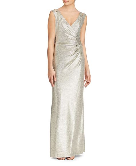 Ralph Lauren Metallic V Neck Jersey Gown Women Bloomingdale S Gowns Fashion Groom Dress