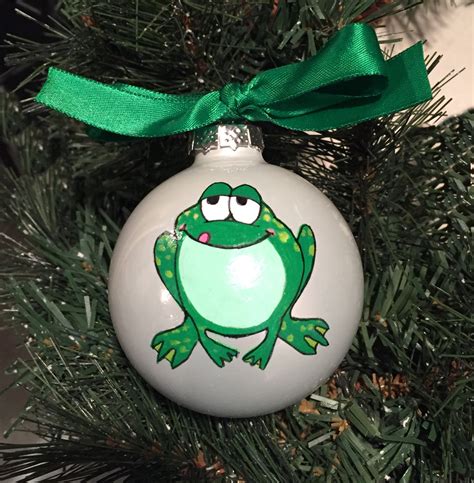 Personalized Hand Painted Frog Christmas Ornament