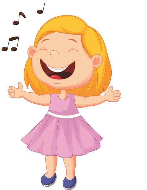 Singing Little Girl Cartoon Illustration Vector Free Download