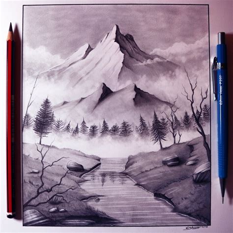 Mountain Landscape Drawing At Explore Collection