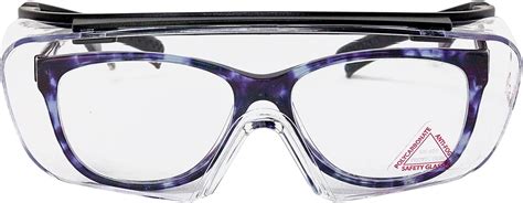 Details About Clear Safety Glasses Fit Over Glasses Side Shields Ansi Z87 1 Blue Trim Business