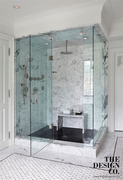 Marble Waterfall Shower Bench Contemporary Bathroom The Design Company