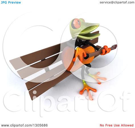 Clipart Of A 3d Green Springer Frog Musician Facing Slightly Right