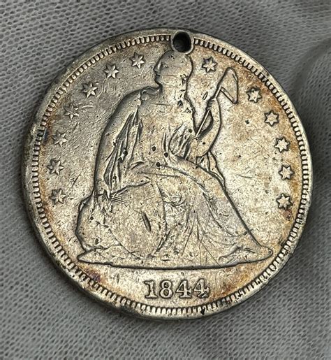 1844 Liberty Seated Dollar Low Mintage 20k Minted 1 Holed Coin Rare Ebay