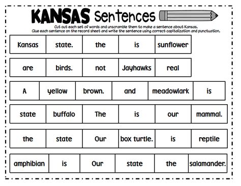 Kansas Sentence Scramblepdf Sentence Correction Worksheets Sentence