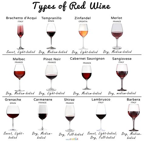 List Of Different Types Of Popular Red Wines Their Color What To Have