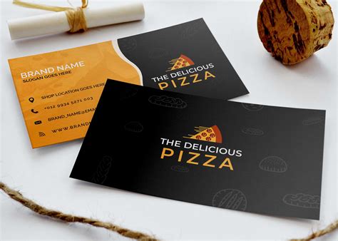 premium pizza business card mockup psd mockup  mockup