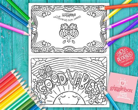 Printable Coloring Greeting Card Instant Download Printable Etsy