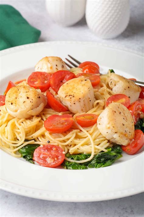 Remove the pan from the heat. Scallops and Pasta with White Wine Butter | Recipe ...