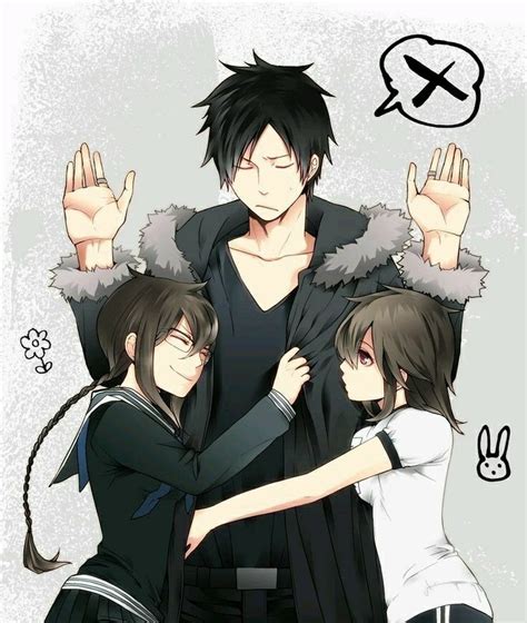 Anime Twin Sisters With Their Big Brother Its Totally Like Me My