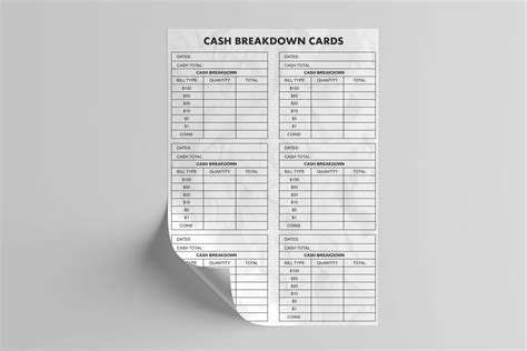 Cash Breakdown Cardcash Breakdown Count Sheetcash Breakdowncash
