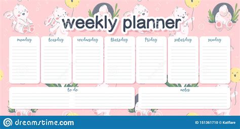 Vector Set Of Weekly And Daily Planner Page Design Template Calendar