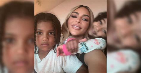 kim kardashian shares adorable selfie with saint and chicago west after hinting she wants more