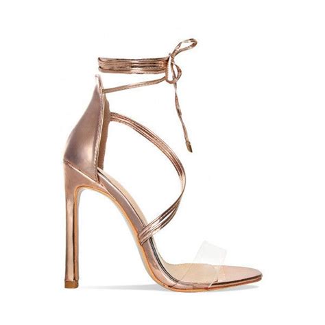 Kaira Rose Gold Patent Clear Lace Up Heels Simmi Shoes 39 Liked On