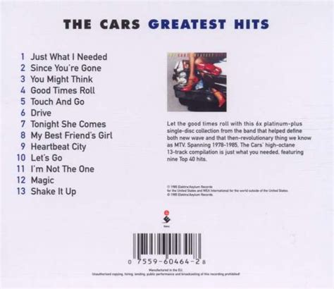 The Cars Greatest Hits Album Cover