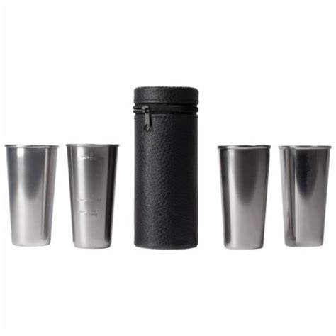 Maxam Stainless Steel 4 Piece Double Shot Sized Shot Glass Set With Carrying Case 1 King Soopers