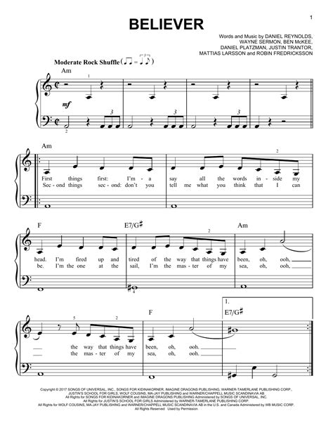 Believer Other Sheet Music By Imagine Dragons Other