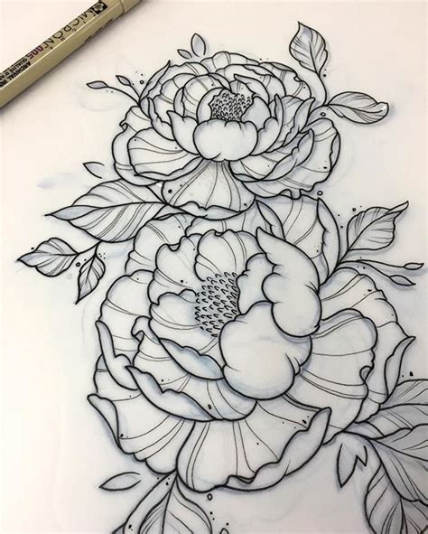 Simple Peony Flower Tattoo Outline Viraltattoo