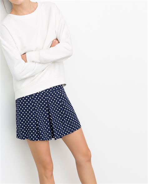 Zara Printed Polka Dot Shorts In Blue Lyst