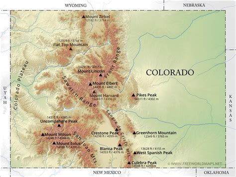 Colorado Mountain Ranges Map Time Zones Map World