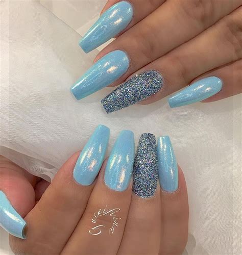 💗 Nägel Blue Glitter Nails Blue Acrylic Nails Baby Blue Nails