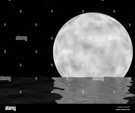 3d Render Of A Moon Over The Ocean Stock Photo Alamy