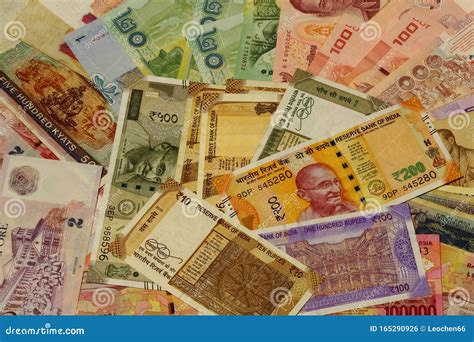 Various Currencies Notes Different Money From Many Countries Stock