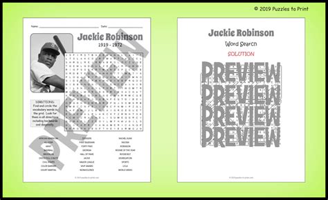 Jackie Robinson Biography Word Search Puzzle Worksheet Activity Made