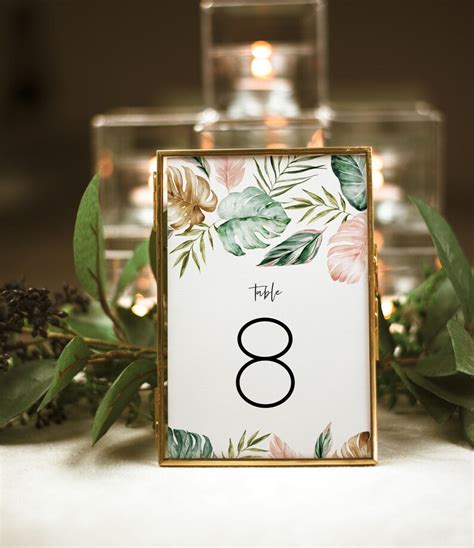 Printable Table Numbers Tropical Table Numbers 5x7 4x6 Etsy