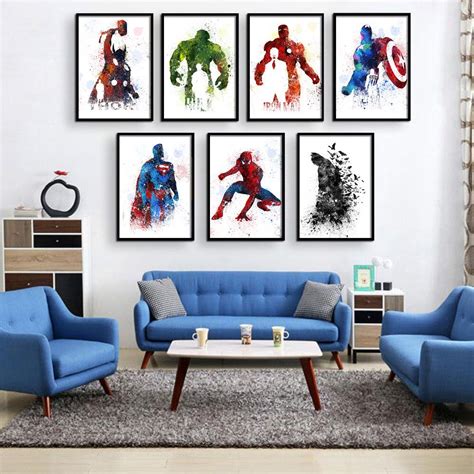 The skylines are perfect for this room theme, add in a chalkboard & you've made a kids day! Superhero decor, Super hero wall art, Superhero room decor ...