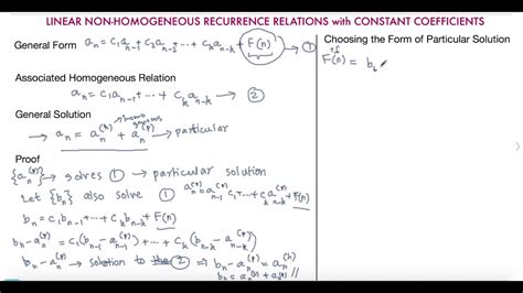 Linear Non Homogeneous Recurrence Relations With Constant Coefficients
