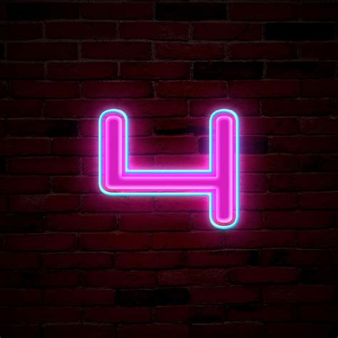 Premium Photo Glowing Neon Number 4 Sign On Brick Wall