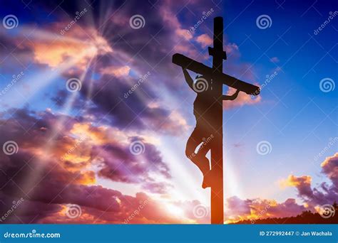 Jesus Christ Crucifix Cross On Heaven Stock Illustration Illustration