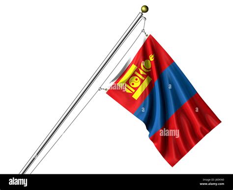 Isolated Asia Mongolia Mongolian Flag Pole Asian Isolated Colour Asia