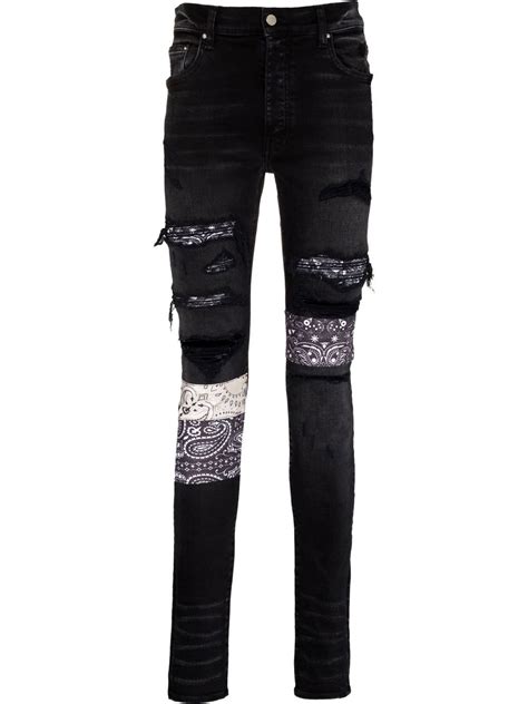 Amiri Bandana Print Skinny Jeans Farfetch