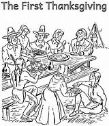 Thanksgiving Coloring Pilgrim Indian Pilgrims Printable Getcolorings Template sketch template