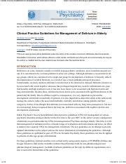 Clinical Practice Guidelines For Management Of Delirium In Elderly Pdf Clinical Practice