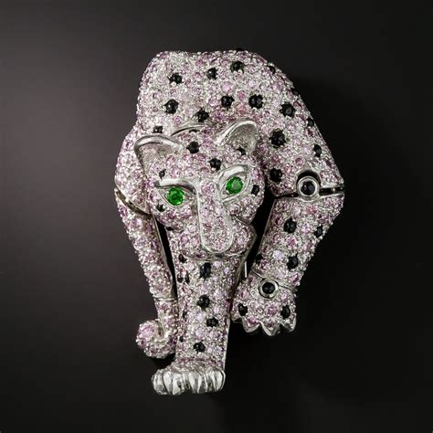 French Pink Panther Diamond Brooch