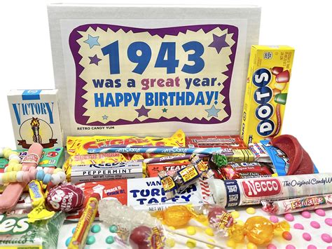 Buy Retro Candy Yum ~ 1943 80th Birthday T Box Nostalgic Candy Mix