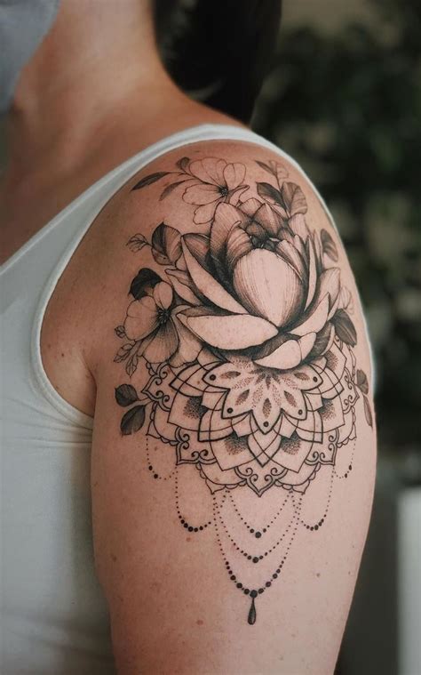 Lotus Tattoo Sleeves Feminine Shoulder Tattoos Mandala Tattoo