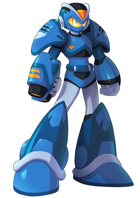 Mega Man Art Powerful Robot In Blue And Grey