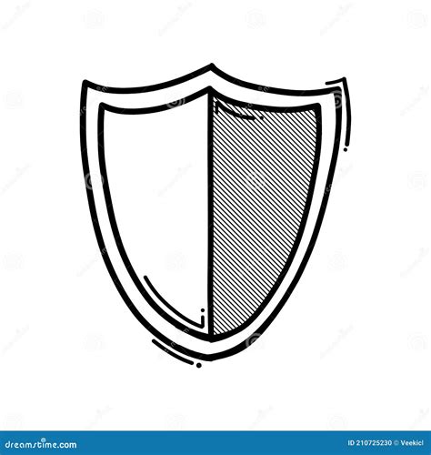 Shield Doodle Vector Icon Drawing Sketch Illustration Hand Drawn Line