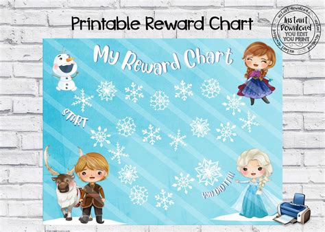 Instant Download Reward Chart Printable Chart Frozen Chart Etsy In