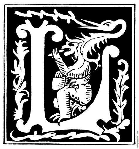 Monogram letter initial alphabet , decorative letter png clipart. Decorative initial letter "L" from 16th Century