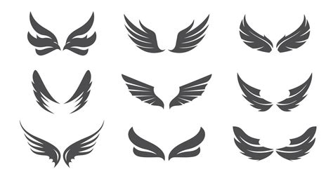 Grey Angel Wings Vector Illustration And Outline Icons 5768747 Vector