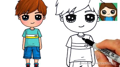 How To Draw A Cute Boy Easy Cute Boy Drawing Boy Drawing Little Boy