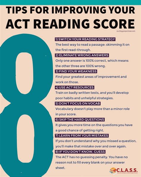 8 Tips To Improve Your Act Reading Score Act Prep College Writing